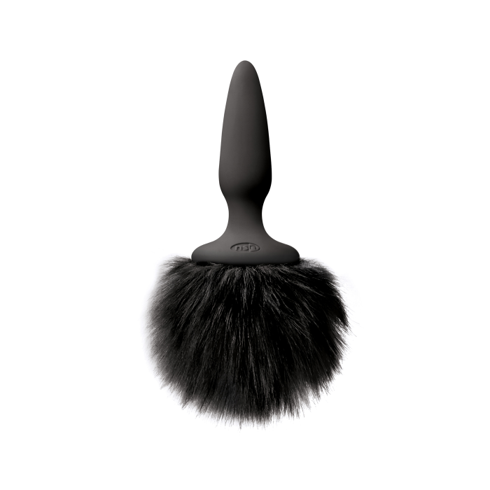 Анальна пробка з м'яким пухнастим хвостом кролика BUNNY TAILS MINI BLACK BLACK FUR