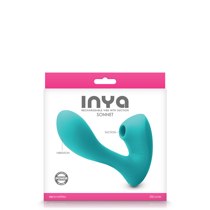 Подвійний вібратор із вакуумною стимуляцією NS Novelties INYA SONNET TEAL