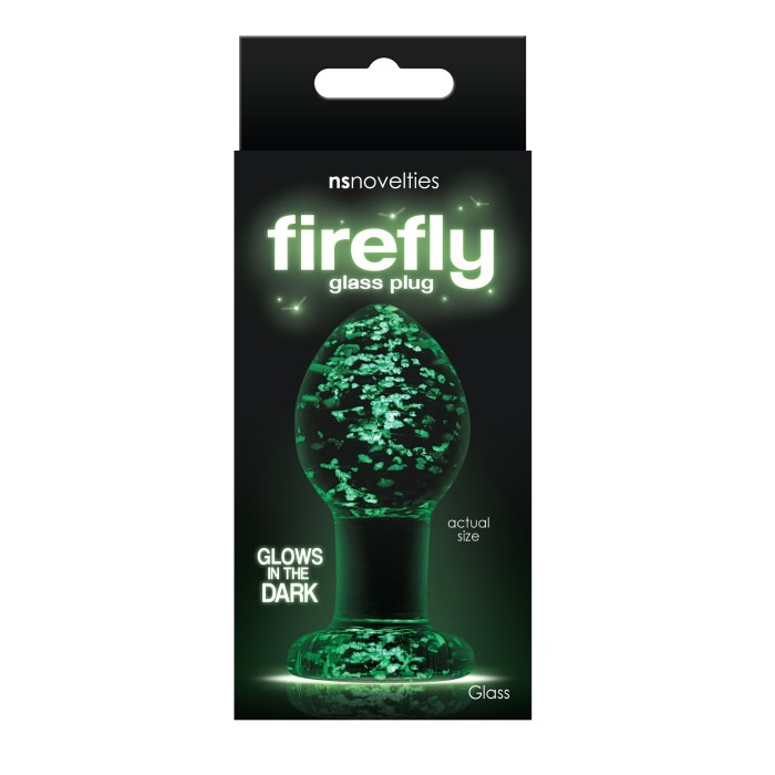Анальна пробка скляна NS Novelties, що світиться FIREFLY GLASS PLUG SMALL CLEAR