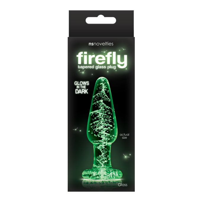 Анальна пробка скляна NS Novelties, що світиться FIREFLY GLASS TAPERED PLUG MEDIUM CLEAR