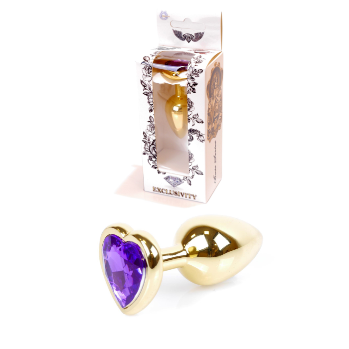 Анальний корок з фіолетовим каменем, серце Jewellery