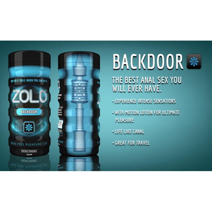 Мастурбатор у колбі з ребристою структурою Zolo Back Door Cup, блакитний