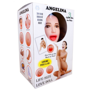 Лялька надувна Boss Series Angelina 3D зі вставкою з кібершкіри та вібро