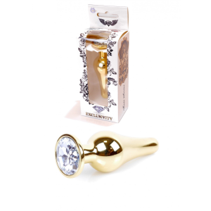 Анальний плаг з каменем Plug-Jewellery Gold BUTT PLUG- Clear