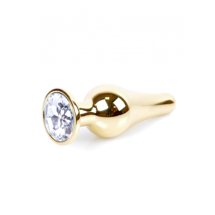 Анальний плаг з каменем Plug-Jewellery Gold BUTT PLUG- Clear