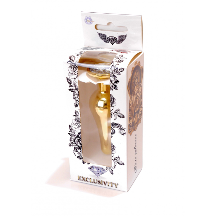 Анальний плаг з каменем Plug-Jewellery Gold BUTT PLUG- Clear