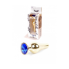 Анальна пробка з нержавіючої сталі з каменем Plug-Jewellery Gold BUTT PLUG-Dark Blue