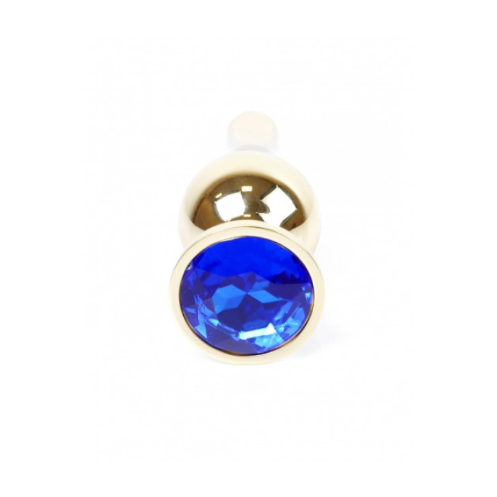 Анальна пробка з нержавіючої сталі з каменем Plug-Jewellery Gold BUTT PLUG-Dark Blue
