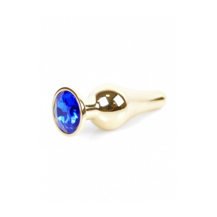 Анальна пробка з нержавіючої сталі з каменем Plug-Jewellery Gold BUTT PLUG-Dark Blue