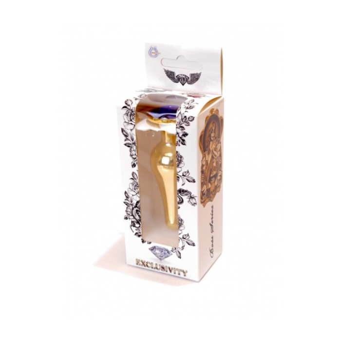 Анальна пробка з нержавіючої сталі з каменем Plug-Jewellery Gold BUTT PLUG-Dark Blue