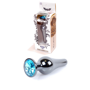 Анальна пробка з нержавіючої сталі з каменем Plug-Jewellery Dark Silver BUTT PLUG-Light Blue