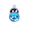 Анальна пробка з нержавіючої сталі з каменем Plug-Jewellery Dark Silver BUTT PLUG-Light Blue