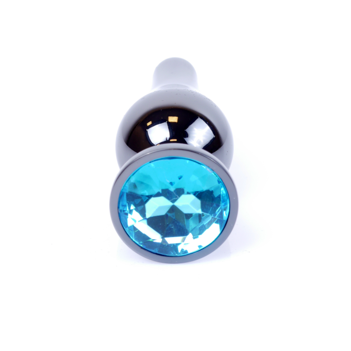 Анальна пробка з нержавіючої сталі з каменем Plug-Jewellery Dark Silver BUTT PLUG-Light Blue