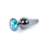 Анальна пробка з нержавіючої сталі з каменем Plug-Jewellery Dark Silver BUTT PLUG-Light Blue