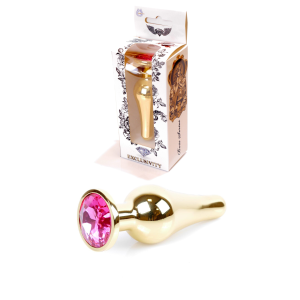 Анальна пробка з рожевим каменем Plug-Jewellery Gold BUTT PLUG-Pink