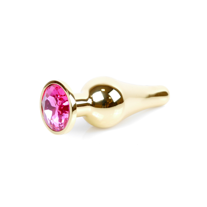 Анальна пробка з рожевим каменем Plug-Jewellery Gold BUTT PLUG-Pink