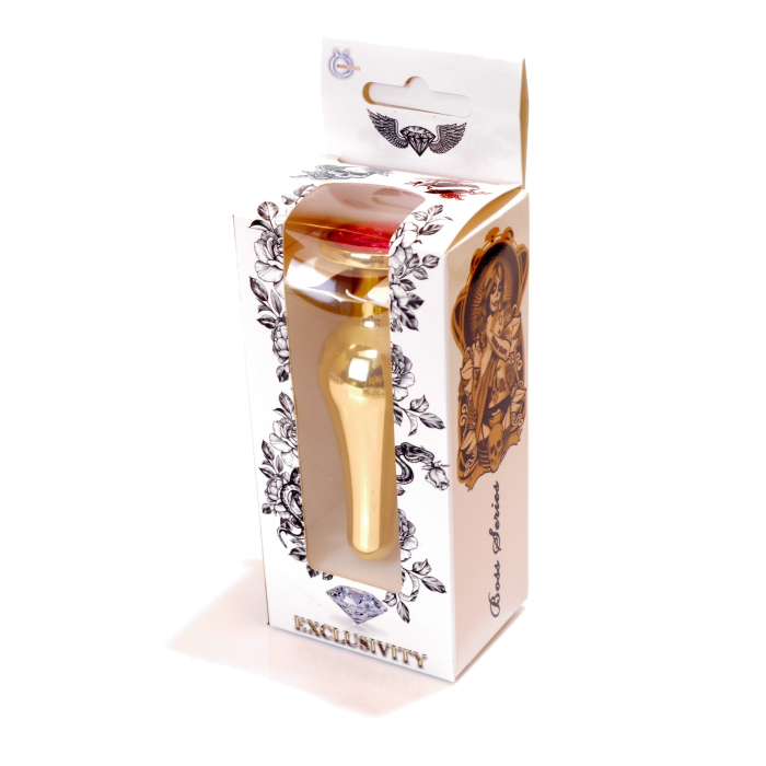 Анальна пробка з рожевим каменем Plug-Jewellery Gold BUTT PLUG-Pink
