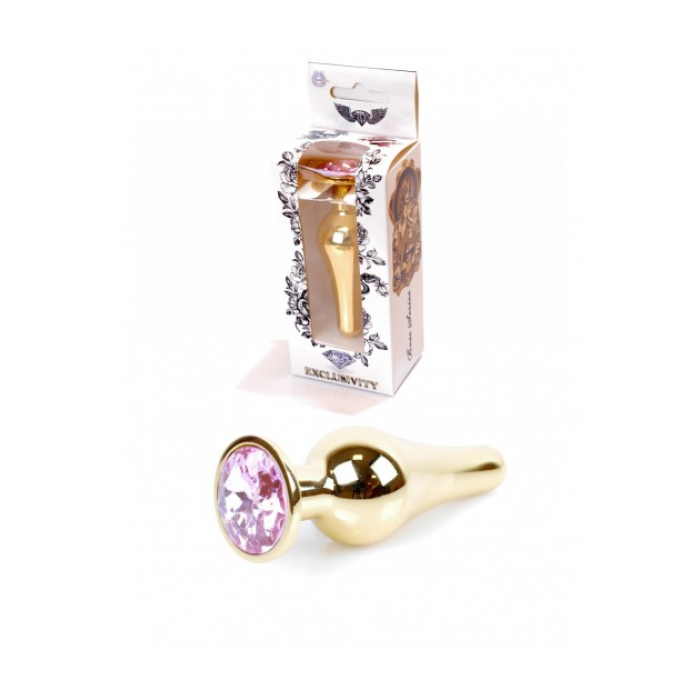 Анальна пробка з рожевим каменем Plug-Jewellery Gold BUTT PLUG-Rose