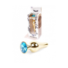 Анальна пробка із нержавіючої сталі з блакитним каменем Plug-Jewellery Gold BUTT PLUG- Light Blue