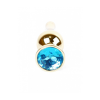 Анальна пробка із нержавіючої сталі з блакитним каменем Plug-Jewellery Gold BUTT PLUG- Light Blue