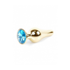 Анальна пробка із нержавіючої сталі з блакитним каменем Plug-Jewellery Gold BUTT PLUG- Light Blue