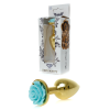 Анальна пробка з блакитною трояндою Plug-Jewellery Gold PLUG ROSE- Light Blue