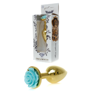 Анальна пробка з блакитною трояндою Plug-Jewellery Gold PLUG ROSE- Light Blue