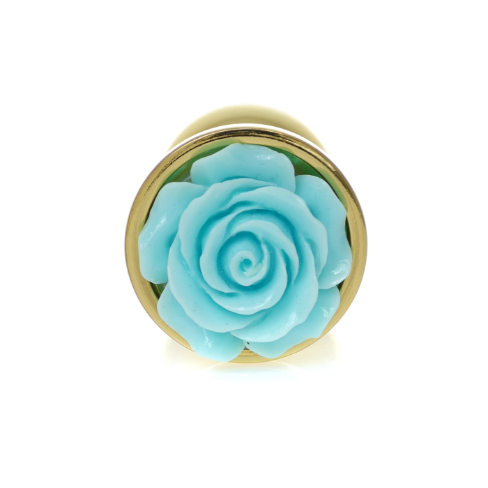 Анальна пробка з блакитною трояндою Plug-Jewellery Gold PLUG ROSE- Light Blue
