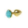 Анальна пробка з блакитною трояндою Plug-Jewellery Gold PLUG ROSE- Light Blue