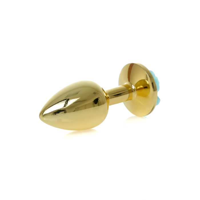 Анальна пробка з блакитною трояндою Plug-Jewellery Gold PLUG ROSE- Light Blue