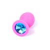 Анальна пробка з блакитним кристалом Plug-Jewellery Pink Silicon PLUG Medium-Light Blue Diamond