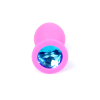 Анальна пробка з блакитним кристалом Plug-Jewellery Pink Silicon PLUG Medium-Light Blue Diamond