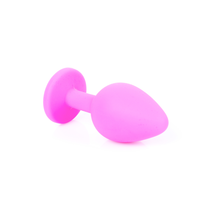 Анальна пробка з блакитним кристалом Plug-Jewellery Pink Silicon PLUG Medium-Light Blue Diamond