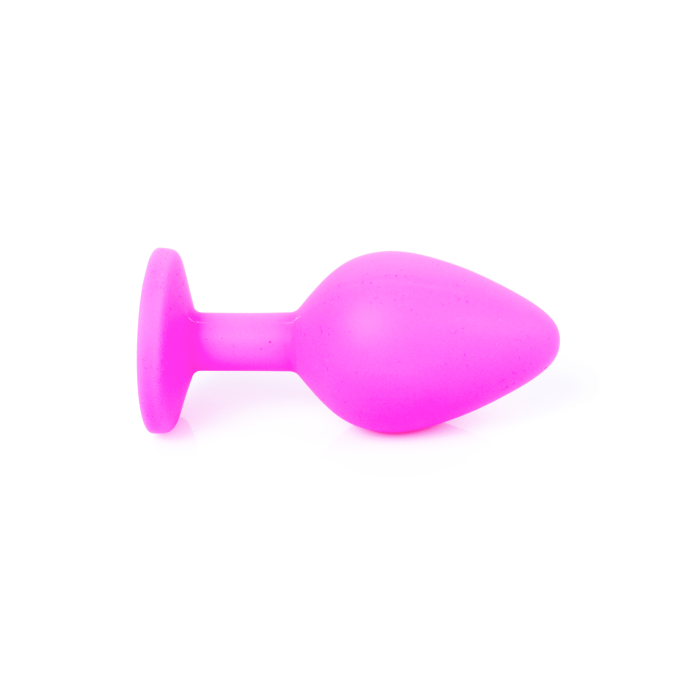 Анальна пробка з блакитним кристалом Plug-Jewellery Pink Silicon PLUG Medium-Light Blue Diamond