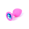 Анальна пробка з блакитним кристалом Plug-Jewellery Pink Silicon PLUG Medium-Light Blue Diamond