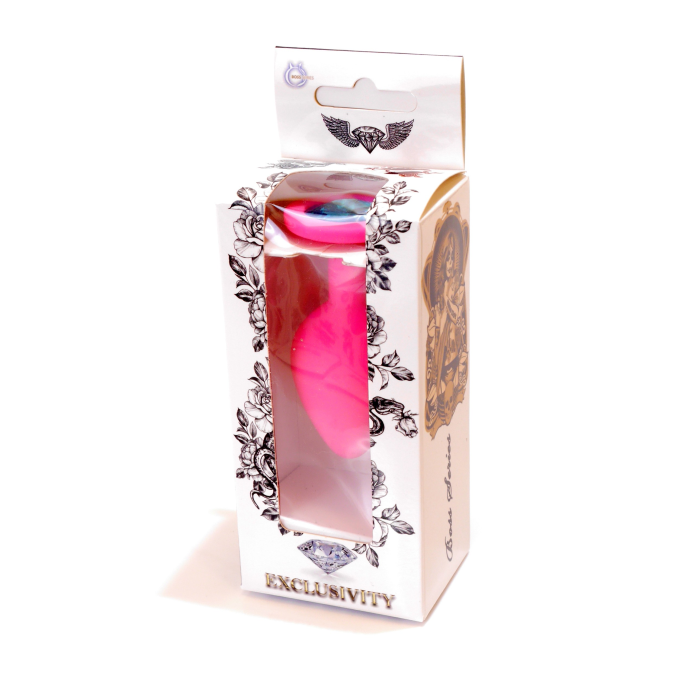 Анальна пробка з блакитним кристалом Plug-Jewellery Pink Silicon PLUG Medium-Light Blue Diamond