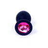 Анальна пробка чорна з каменем Plug-Jewellery Black Silicon PLUG Medium-Pink Diamond