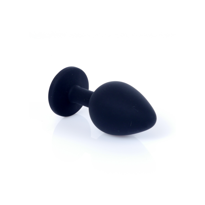 Анальна пробка чорна з каменем Plug-Jewellery Black Silicon PLUG Medium-Pink Diamond
