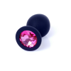 Анальна пробка чорна з каменем Plug-Jewellery Black Silicon PLUG Medium-Pink Diamond