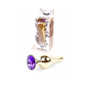 Анальна пробка з фіолетовим каменем Plug-Jewellery Gold BUTT PLUG-Purple