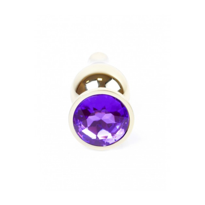 Анальна пробка з фіолетовим каменем Plug-Jewellery Gold BUTT PLUG-Purple