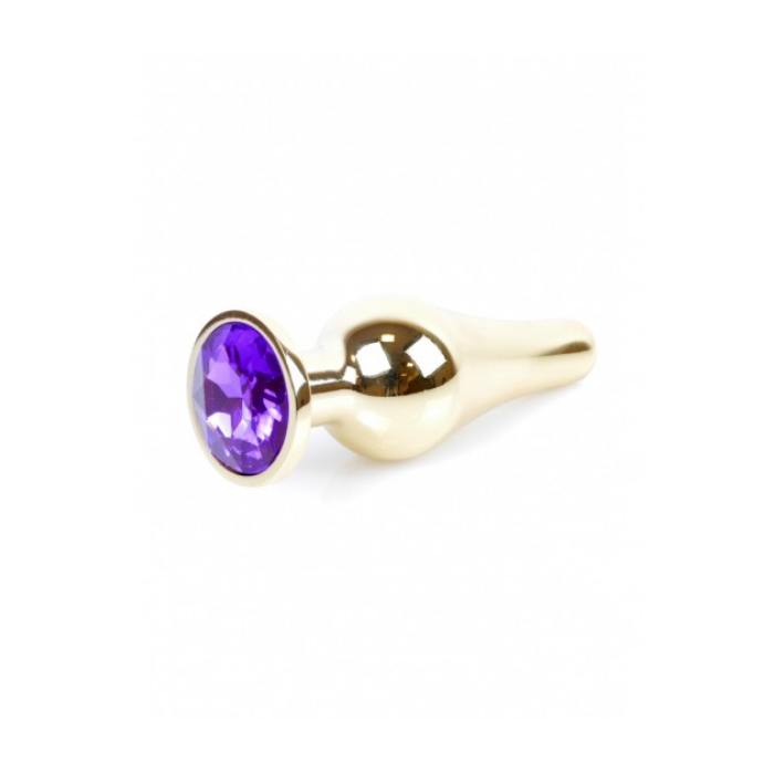 Анальна пробка з фіолетовим каменем Plug-Jewellery Gold BUTT PLUG-Purple