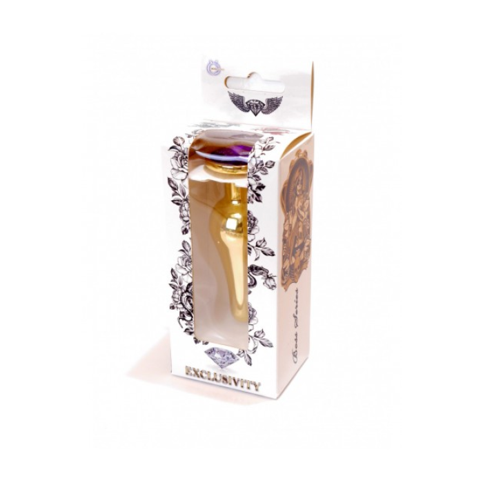 Анальна пробка з фіолетовим каменем Plug-Jewellery Gold BUTT PLUG-Purple