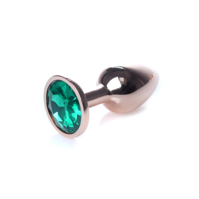 Анальна золота пробка з каменем зеленого кольору Jewellery