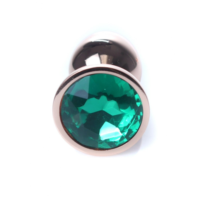 Анальна золота пробка з каменем зеленого кольору Jewellery