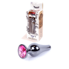 Анальна пробка з нержавіючої сталі з каменем Plug-Jewellery Dark Silver BUTT PLUG-Pink