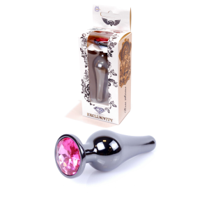 Анальна пробка з нержавіючої сталі з каменем Plug-Jewellery Dark Silver BUTT PLUG-Pink
