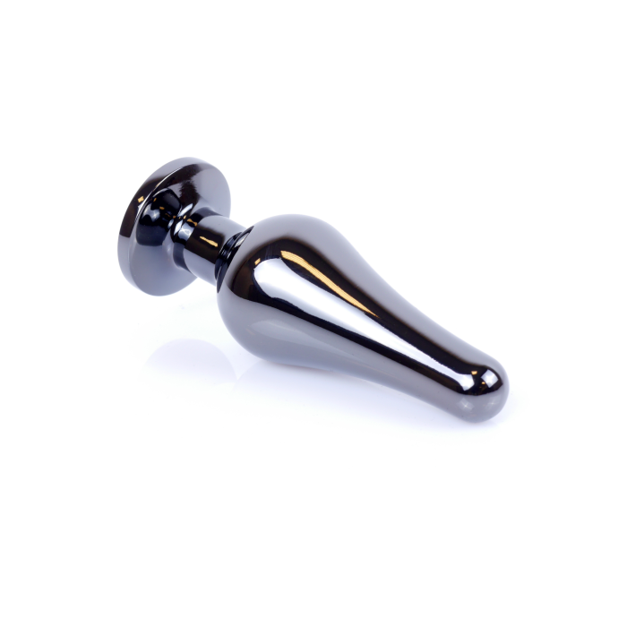 Анальна пробка з нержавіючої сталі з каменем Plug-Jewellery Dark Silver BUTT PLUG-Pink