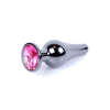 Анальна пробка з нержавіючої сталі з каменем Plug-Jewellery Dark Silver BUTT PLUG-Pink