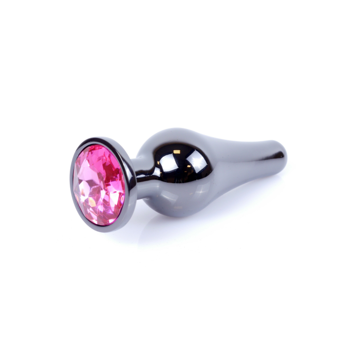 Анальна пробка з нержавіючої сталі з каменем Plug-Jewellery Dark Silver BUTT PLUG-Pink